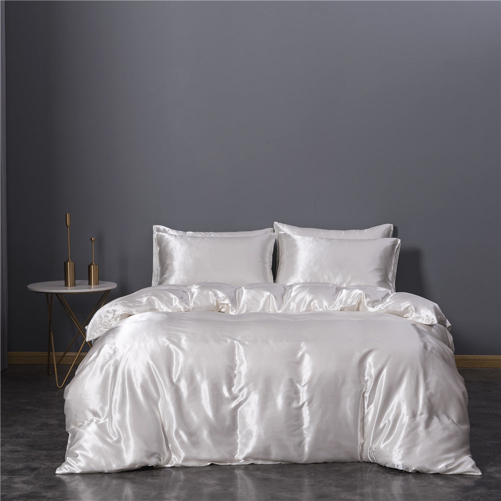 Simulation Silk Three-piece Duvet Cover Bedding Pi-Mart