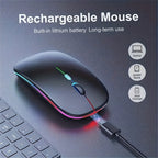 Wireless Rechargeable LED Backlit Gaming Mouse with 2.4G/5.2G Dual Mode, Ultra-Thin, Silent, Universal Compatibility for Laptops, Desktops, and Tablets Lootquake LLC