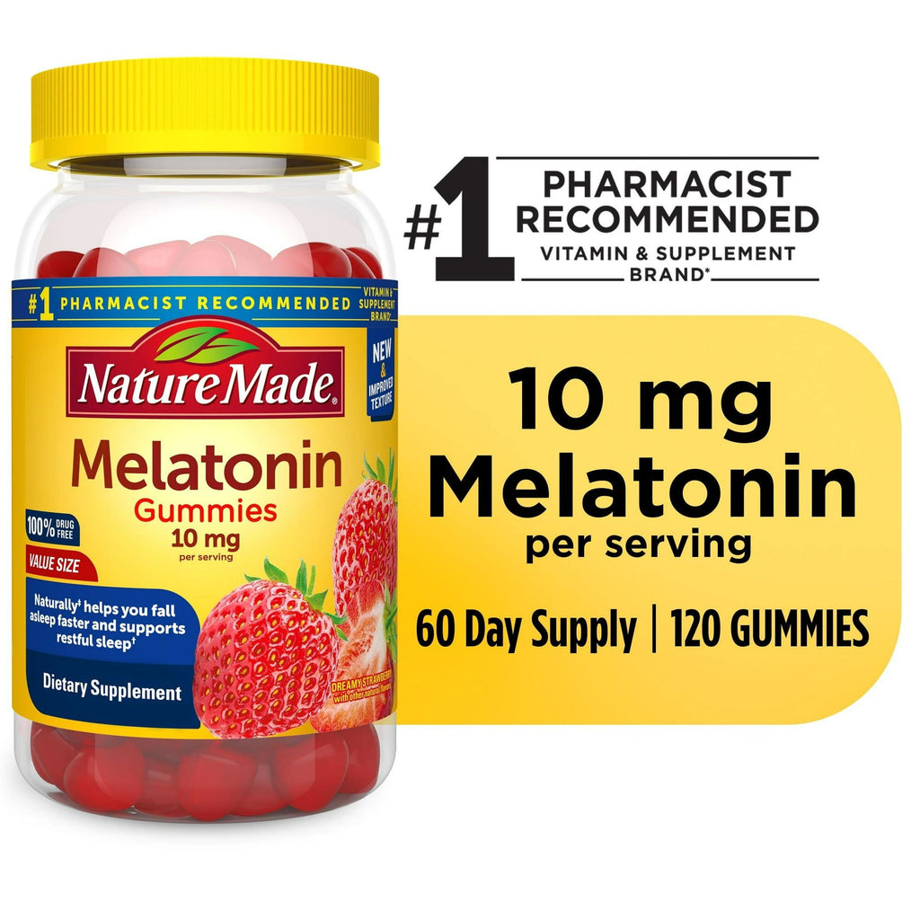 Nature Made Melatonin 10mg per serving Gummies, Drug Free Sleep Aid, 120 Count EasyOptionXY LLC