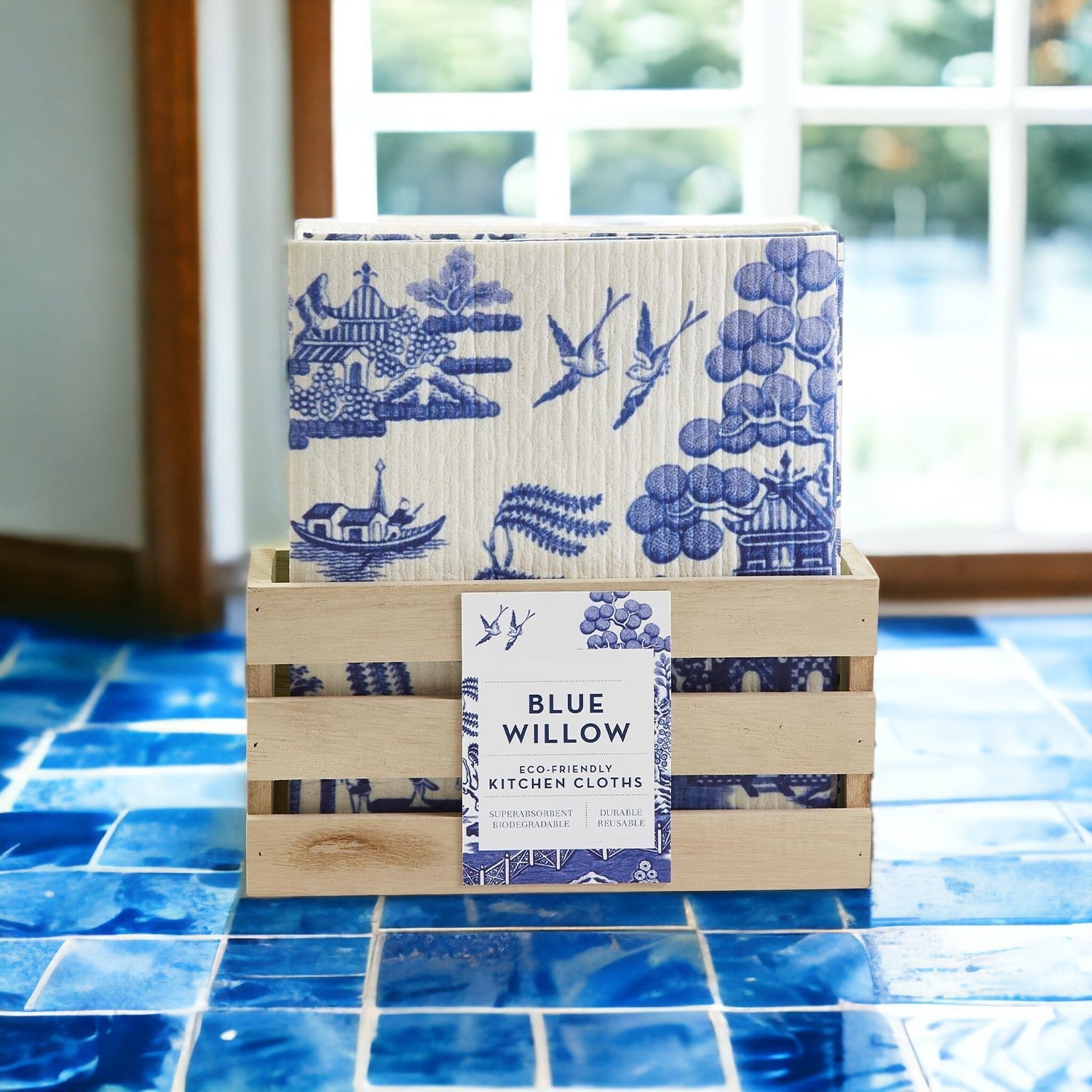 Chinoiserie Eco Kitchen Cloths - Biodegradable Cellulose Cotton, 3 Designs BandsCo Straps