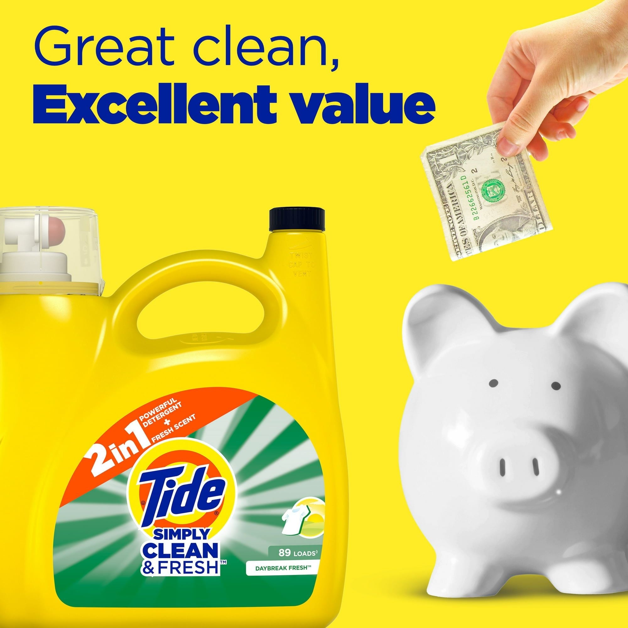 Tide Simply Liquid Laundry Detergent, Daybreak Fresh, 184 oz, 128 Loads EasyOptionXY LLC