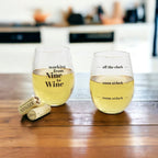 Whiskey Or Wine Stemless Glass Gift Set With Funny Barware Saying And Gift Box For Wine Lovers BandsCo Straps