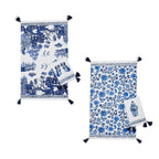 Chinoiserie Tea Towels 100% Cotton Oversized Embroidered Dish Towels Tassels BandsCo Straps