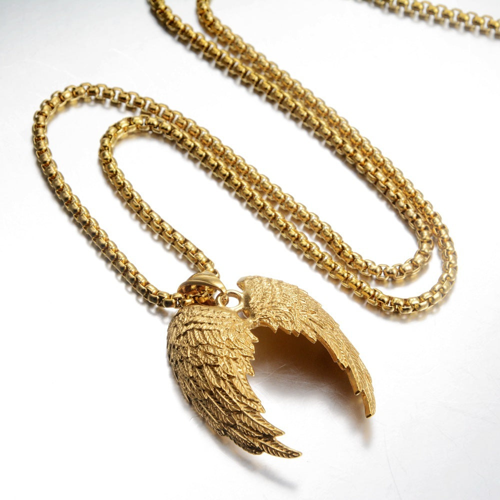 Feather Wings Retro Titanium Steel Personality Punk Necklace Pi-Mart
