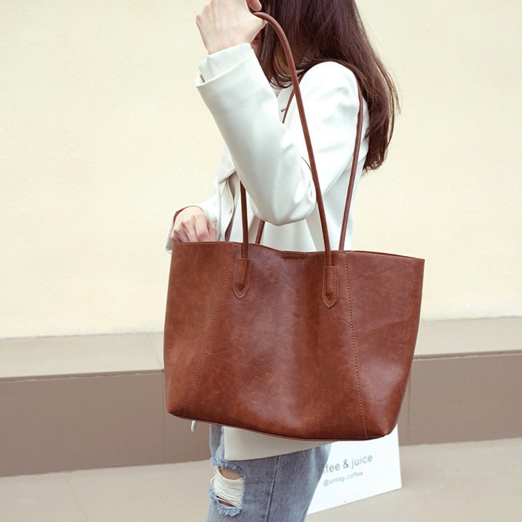 Design women's large capacity tote purse, vintage commuter shoulder bag, versatile underarm tote bag, top handle purse