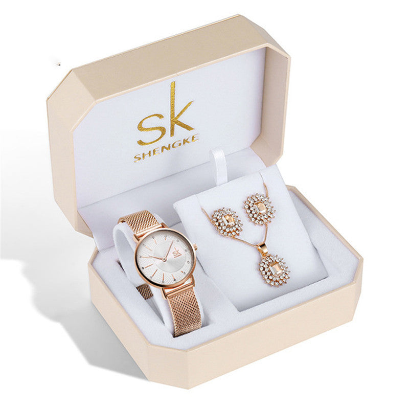 Rhinestone watch earring necklace Pi-Mart