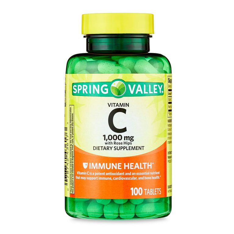 Spring Valley Vitamin §³ with Rose Hips Tablets Dietary Supplement, 1,000 mg, 100 Count EasyOptionXY LLC