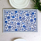 Chinoiserie Placemats Set Of 4 - Elegant Asian Floral Vinyl Placemats, Easy BandsCo Straps
