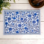 Chinoiserie Placemats Set Of 4 - Elegant Asian Floral Vinyl Placemats, Easy BandsCo Straps
