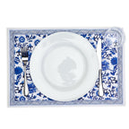Chinoiserie Placemats Set Of 4 - Elegant Asian Floral Vinyl Placemats, Easy BandsCo Straps