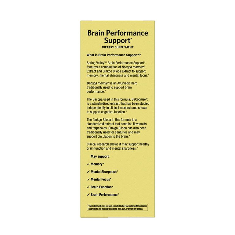 Spring Valley Brain Performance Memory Support Dietary Supplement Vegetarian Capsules, 60 Count EasyOptionXY LLC