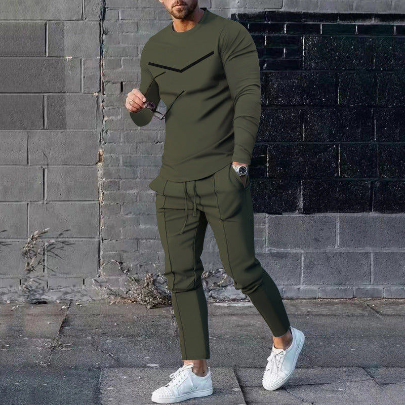 Round Neck Long Sleeve T-shirt Trousers Suit Men Lootquake LLC