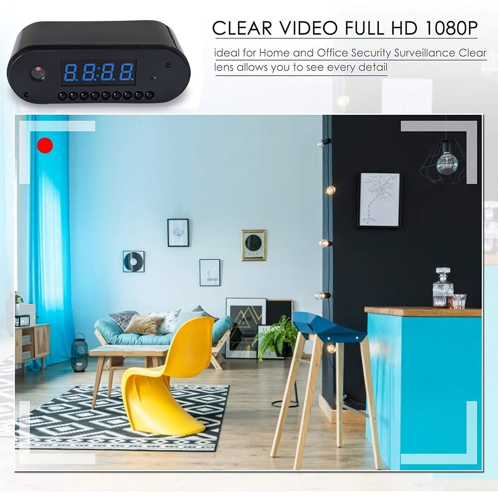 WiFi Camera Indoor Home Security Cam Clock, 2.4ghz Wireless Remote Live View 1080P Video Camera, Night Vision, Motion Detection, Loop Recording, Wireless Surveillance Camera For Home, Office, Warehouse, Home Cam With Lithium Lootquake LLC
