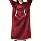 Women's Casual Lounge Robe - Plus Size Sherpa Fleece Hooded Extra Long Warm Oversized Wearable Blanket With Pockets - For Women - Perfect for Cozy Nights & Relaxation - Ideal Gift for Birthday & Holidays
