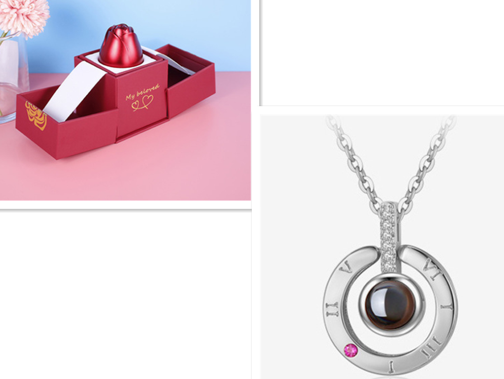 Hot Valentine's Day Gifts Metal Rose Jewelry Gift Box Necklace For Wedding Girlfriend Necklace Gifts Pi-Mart