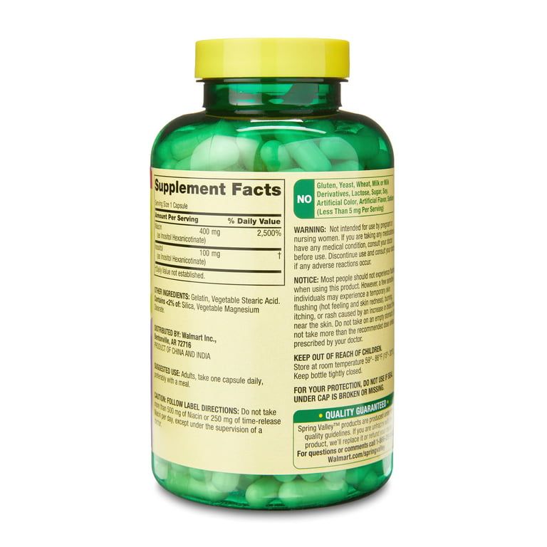 Spring Valley Niacin Metabolism Support Dietary Supplement Capsules, 500 mg, 240 Count EasyOptionXY LLC