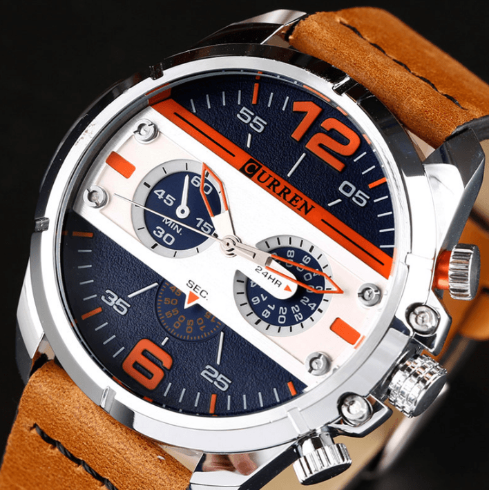 Men's  Waterproof Retro Style Watch With Excellent  Background, Chronometers  Large Numbers Perfect Gift Stevvex