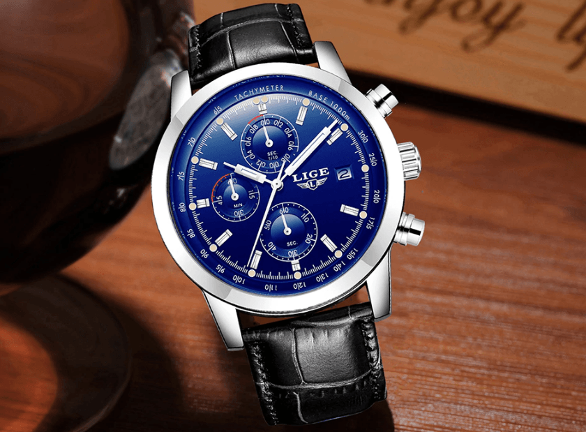 Men's  Waterproof Watch With Chronometers Date Display And Fluorescent Pointers Excellent Look Perfect Gift Stevvex