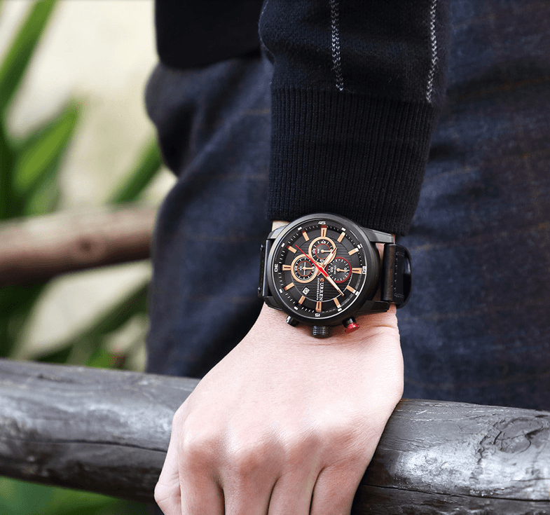 Men's Waterproof Elegant Sport Watch With Chronometers Day View, Leather  Belts And Hardlex Scratch Resistant Glass Perfect Gift For Him Stevvex