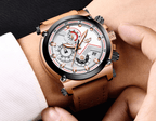 Men's Waterproof Modern Watch With Leather Belts, Stainless Steel Case Excellent Look Perfect Gift Stevvex