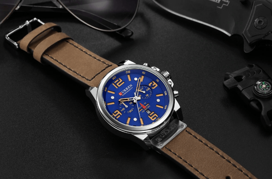 Retro  Waterproof Watch With Chronometers Steel Case And Leather Belts Unique Design Excellent Look Perfect Gift For Your Man Stevvex
