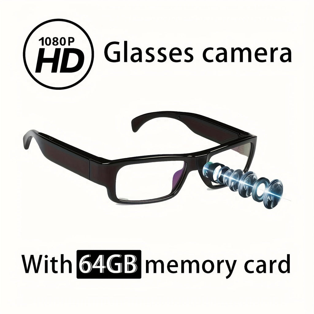 HD 1080P Smart Glasses Camera | Digital Video Recorder, 64GB Memory Card, Black ABS Frame, Rechargeable Battery, Eye Protection, HD Lens, Lightweight & Stylish Design, Sports Action Camera Lootquake LLC