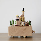 Wooden Music Box Music Box Creative Home Decoration Gifts Children's Birthday Gifts Carousel Swing Rabbit Pi-Mart