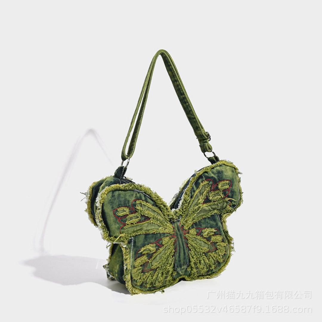 Design washed denim bag, butterfly shaped bag, punk denim bag, shoulder bag, backpack purse for women - SJB-DIAMOND ELITES