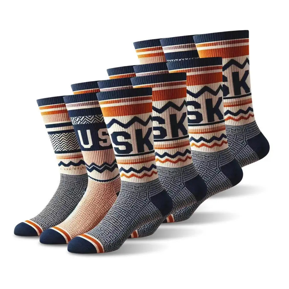 Six Pairs Of Men's And Women's Fashionable Socks With Letter Patterns - Offering Fashion And Comfort For Daily Wear And Suitable For All Four Seasons. - SJB-DIAMOND ELITES
