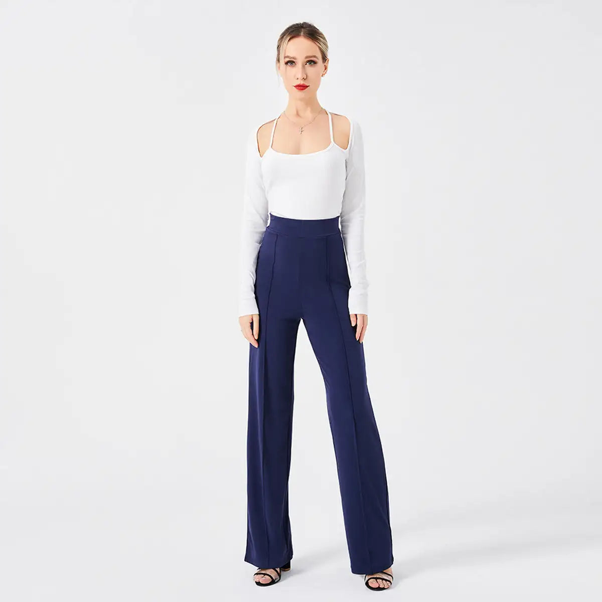Solid Color Casual Pants Slim, High-waisted Bell Bottoms - SJB-DIAMOND ELITES