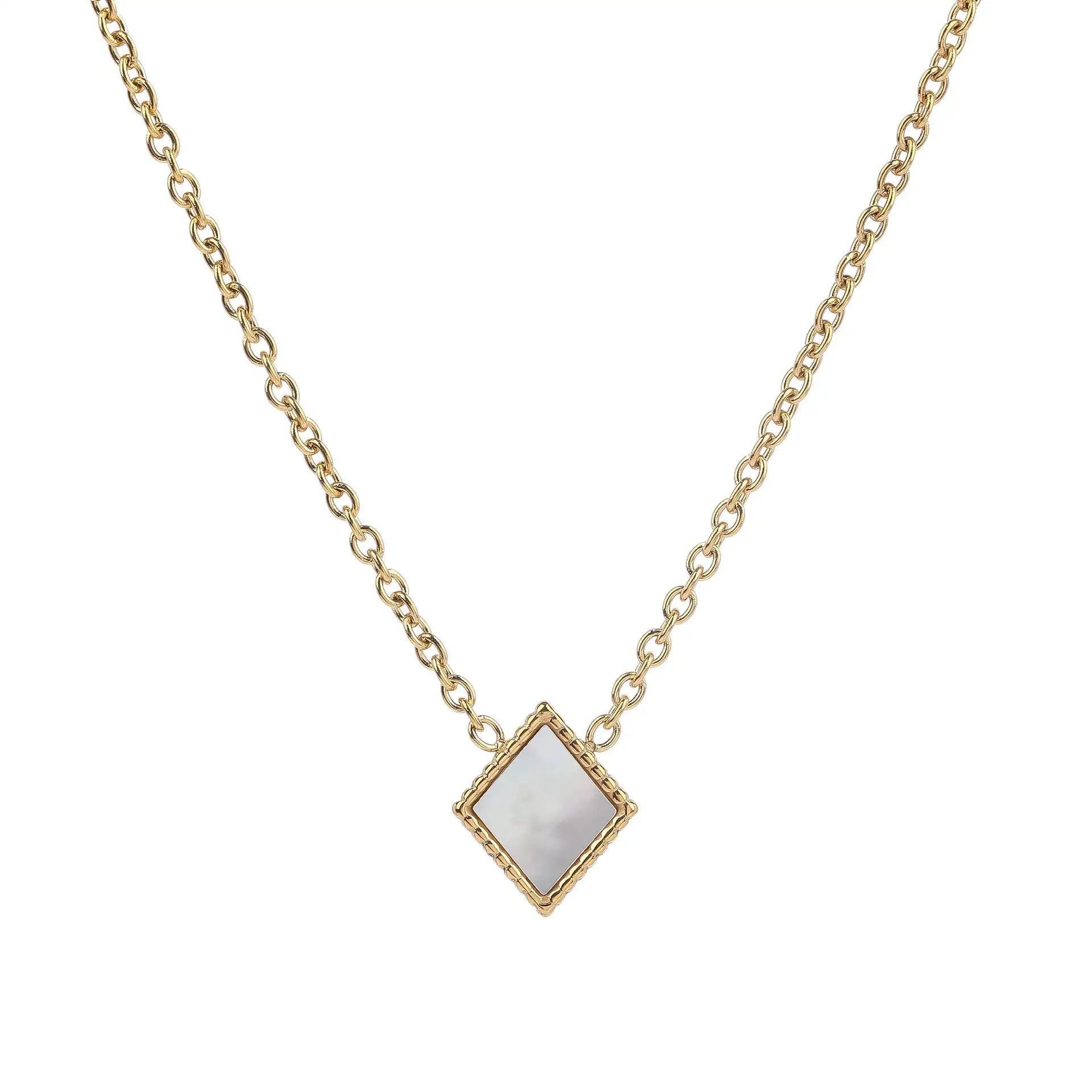 Square Natural White Shell Pendant Collarbone Necklace Bracelet