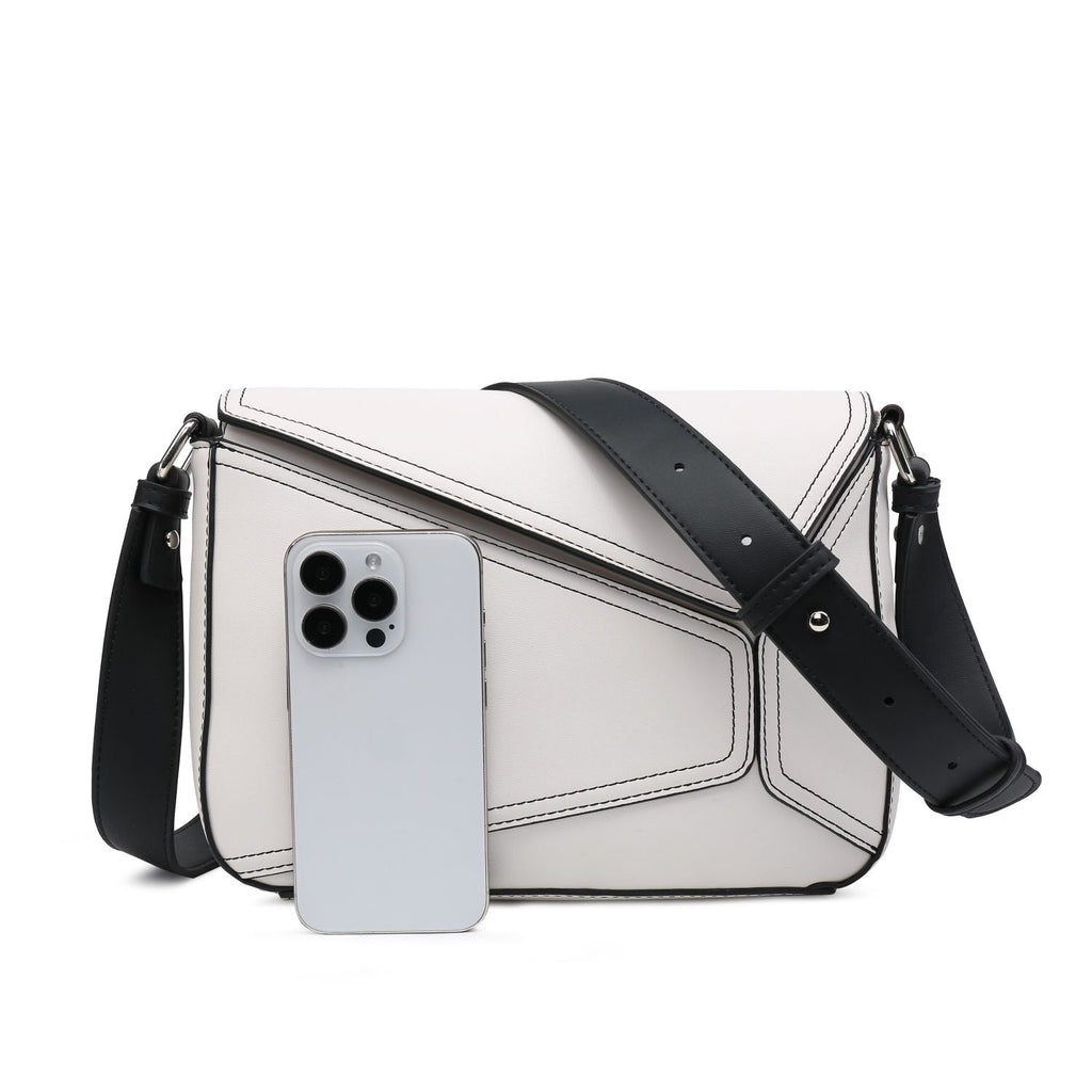 Small Women's Crossbody Bag with Square Purse and Geometrical Patchwork flapover crossbody purse - SJB-DIAMOND ELITES