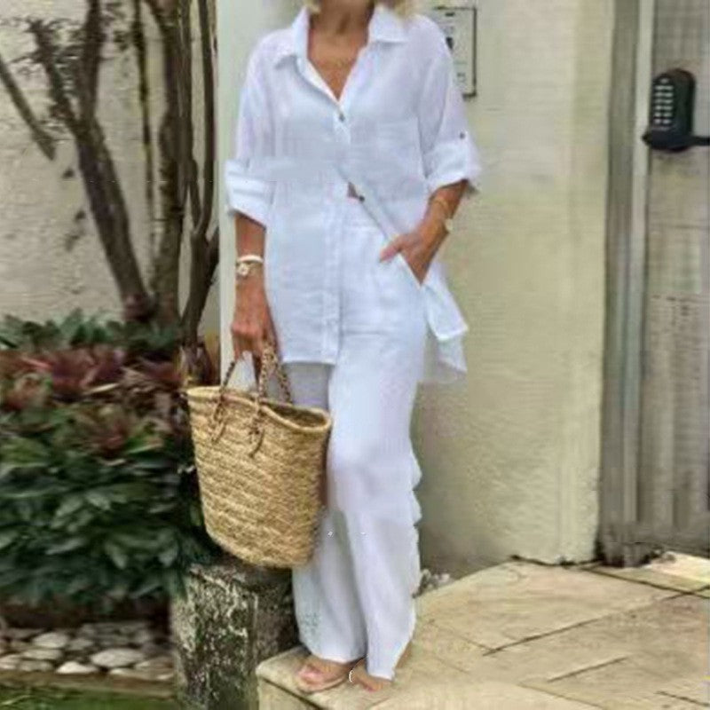 Women's Long-sleeved Cardigan Top Pants Two-piece Suit Pi-Mart