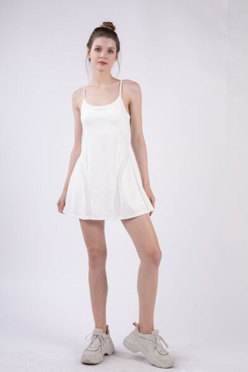 VERY J Mesh Detail Tennis Mini Active Dress with Shorts Inside - SJB-DIAMOND ELITES
