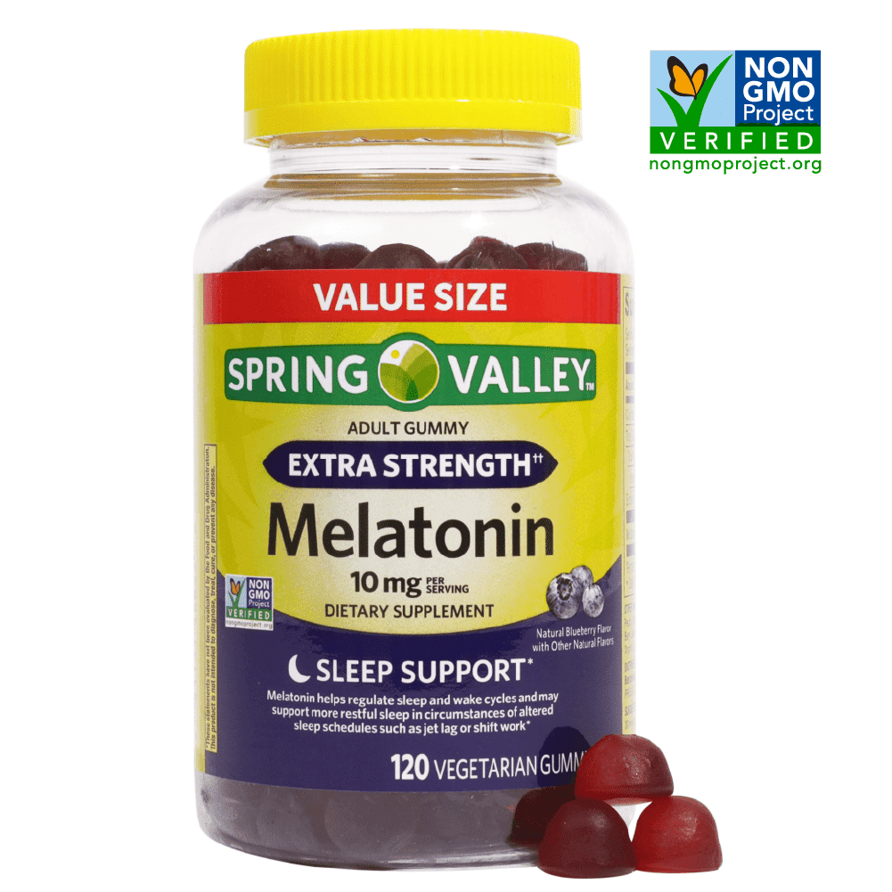 Spring Valley Non GMO Melatonin Vegetarian Gummies, Blueberry, 10 mg, 120 Count Value Size EasyOptionXY LLC