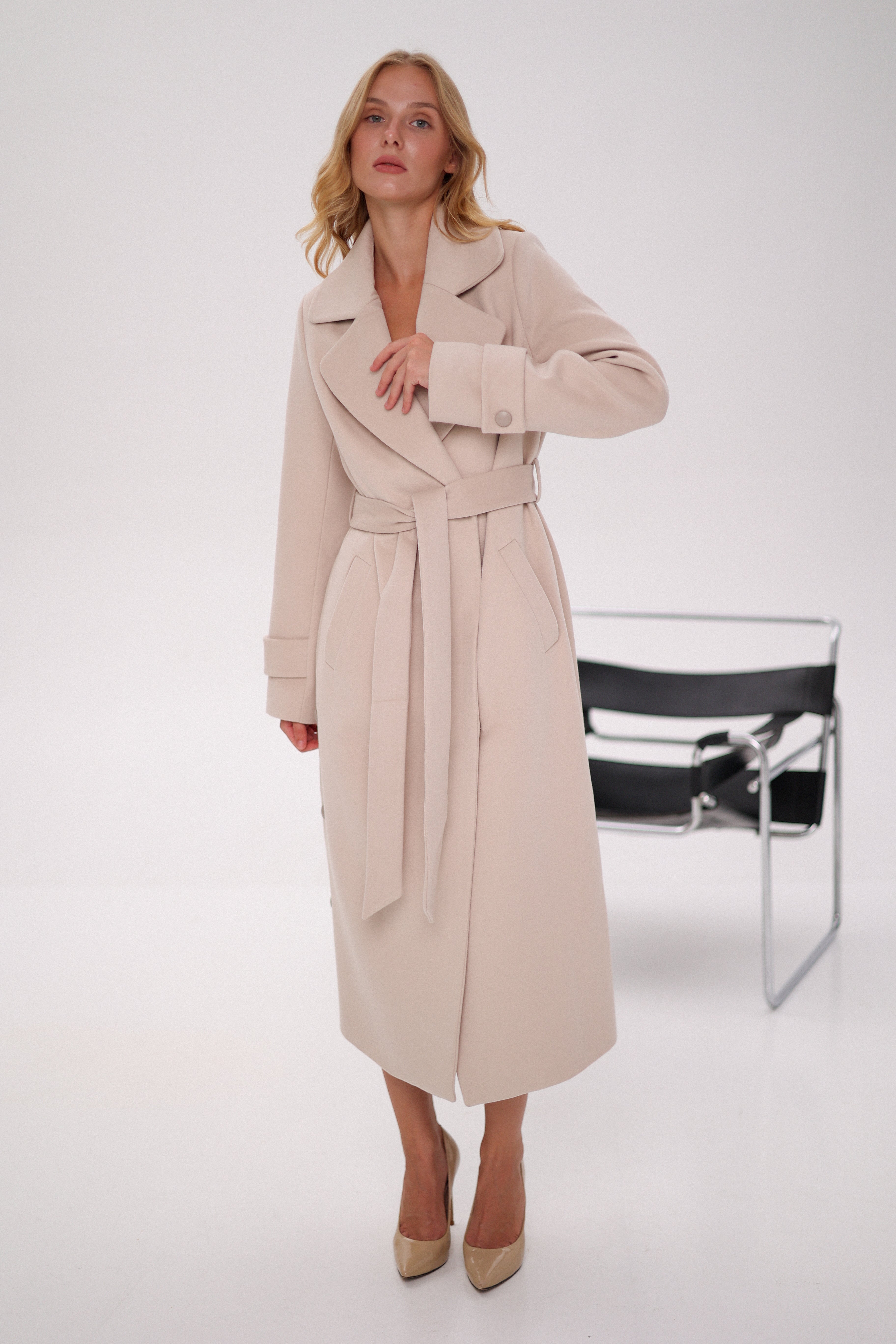 Camille Cashmere Blend Coat in Beige - SJB-DIAMOND ELITES