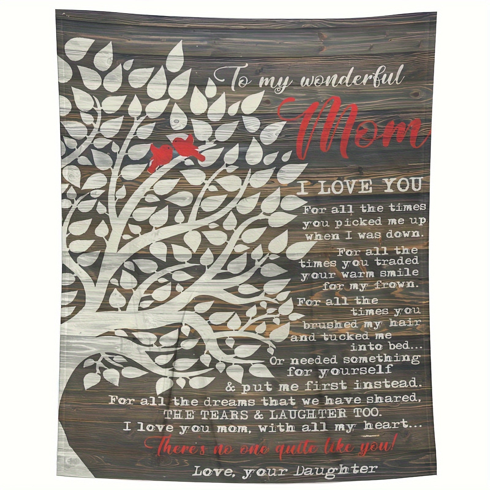 1pc Cozy Flannel Blanket - To My Wonderful Mom, Mother's Day Gift, Your Daughter All-Season Softness For Car, Sofa, Couch, Office, Camping, Bed, Travel, And Living Room, Gifts For Friends, Sisters, Family, Birthday Day Gradua