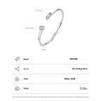 Sterling Silver Micro Inlaid Zircon Adjustable Open Ring Pi-Mart