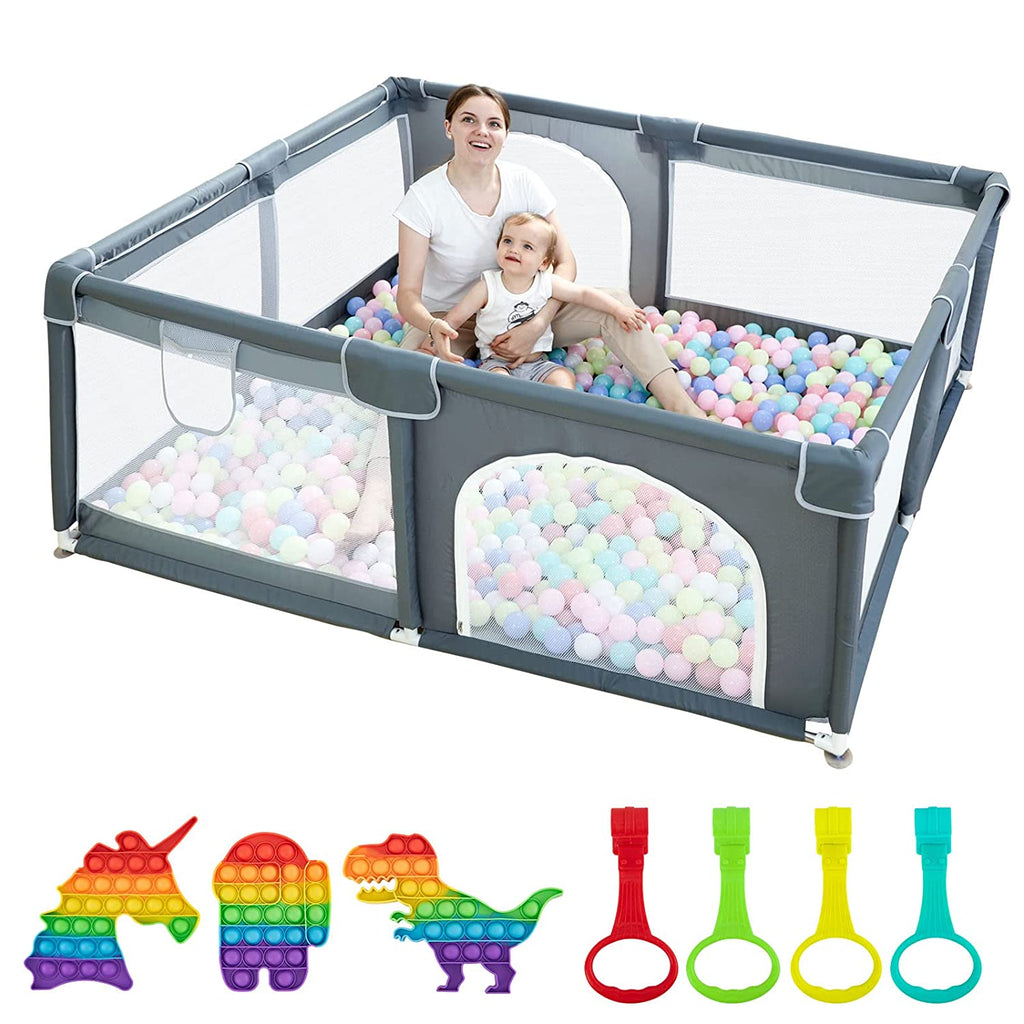 Play Pen For Babies And Toddlers, Baby Play Yard With Gate For Limited Space 47x47x26  Baby Fence With Breathable Mesh, Safety Indoor & Outdoor Activity Center Pi-Mart