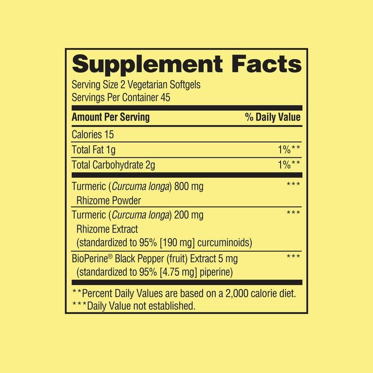 Spring Valley Extra Strength Turmeric Curcumin Complex Soft gels Dietary Supplement, 1,000 mg, 90 Count EasyOptionXY LLC