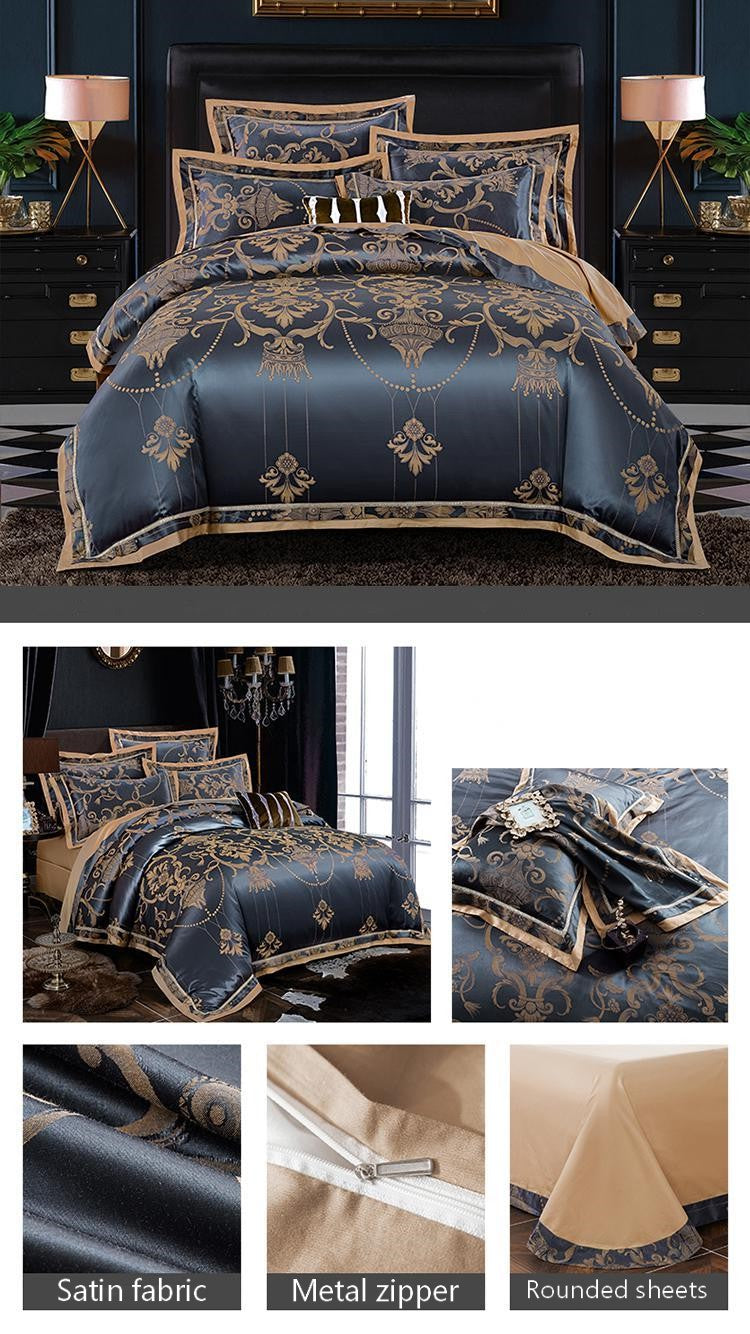 European-style luxury tencel cotton satin jacquard quilt cover four-piece set six-piece set Pi-Mart
