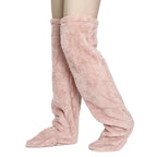 Cozy Couple's Thigh-High Fuzzy Socks - Warm, Durable Knit Over-The-Knee Stockings, Easy-Care Solid Hosiery Lootquake LLC