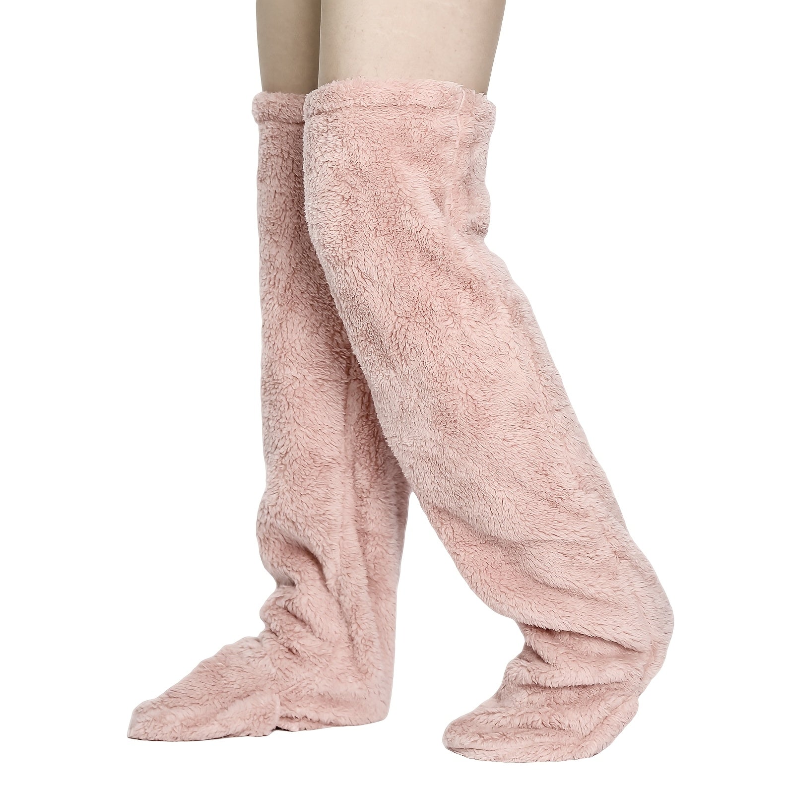 Cozy Couple's Thigh-High Fuzzy Socks - Warm, Durable Knit Over-The-Knee Stockings, Easy-Care Solid Hosiery Lootquake LLC