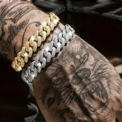 Simple Fashion And Fully-jewelled Cuban Ins Style Hip Hop Geometric Bracelet