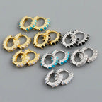 Circle-shaped Diamond Colorful Crystals Opal Zircon S925 Sterling Silver Earrings Lootquake LLC