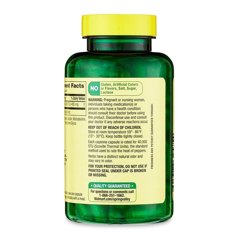 Spring Valley Cayenne Metabolism Support Dietary Supplement Capsules, 455 mg, 100 Count EasyOptionXY LLC