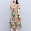 Retro Printed Fat Slim Fit Slimming Loose Casual Patchwork Dress Lootquake LLC
