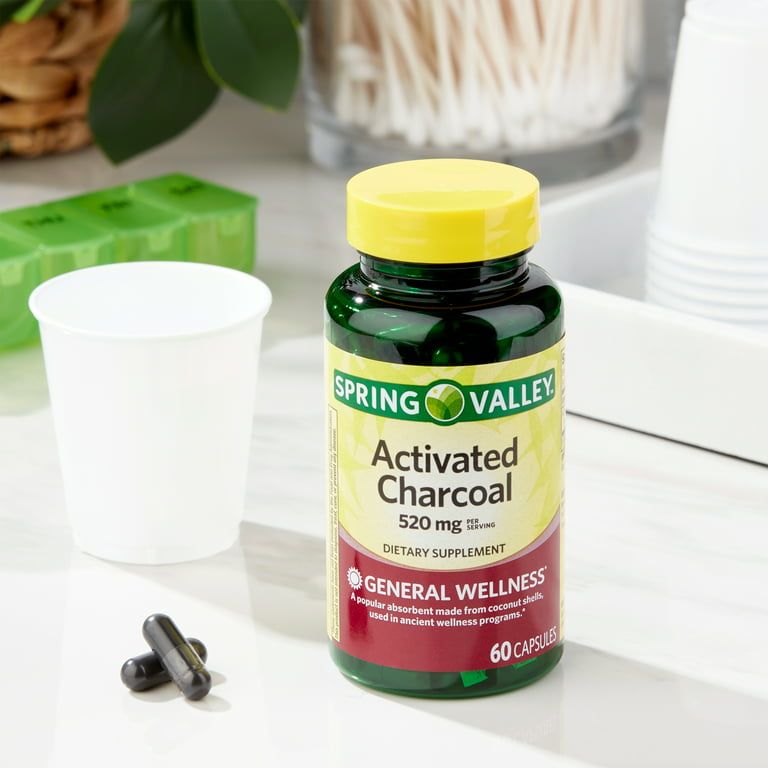 Spring Valley Activated Charcoal Dietary Supplement, 520 mg, 60 count EasyOptionXY LLC