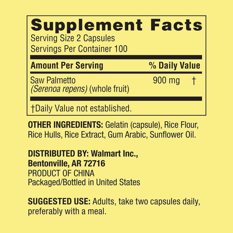 Spring Valley Whole Herb Saw Palmetto Prostate Health Dietary Supplement Capsules, 450 mg, 200 Count EasyOptionXY LLC