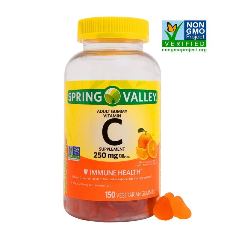 Spring Valley Immune Health Non GMO Vitamin C Vegetarian Gummies, Orange, 250 mg, 150 Count EasyOptionXY LLC